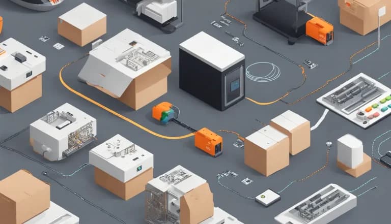 Armazém moderno com robôs autônomos, sensores IoT e painel digital exemplificando a Logística 4.0 na cadeia fria no Brasil.