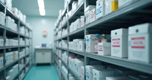 prateleira organizada com caixas de insumos sensíveis separados para evitar contaminação cruzada